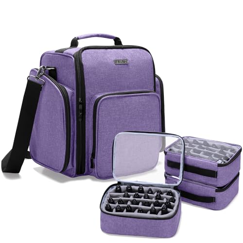 BAFASO Paint Case Hold 72 Bottles of Miniature Paint or Alcohol Ink,Purple | Fits for 0.57 fl.oz, Paint Bag With Multiple Tool Storage Sections, No Accessories Included. - color: Purple