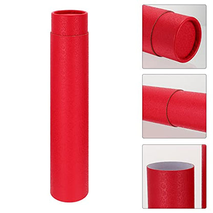 Poster Carrying Case Paper Drawing Mailing Tubes Shipping Calligraphy Painting Document Tubes Pull out Artwork Poster Blueprints Tube Holder Red Construction Paper Roll - color: Red 2, size: 35X6cm