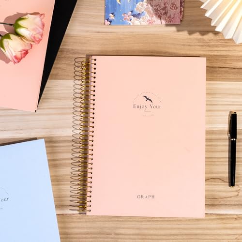 FLYING EAGLE 8.5 x 11 Large Graph Notebook Journal Spiral Graph Grid Notebook 210 Pages Hardcover Notebook Engineering Paper Notebook Graphing Notebook for Men Women, Pink - color: Pink, size: Graph