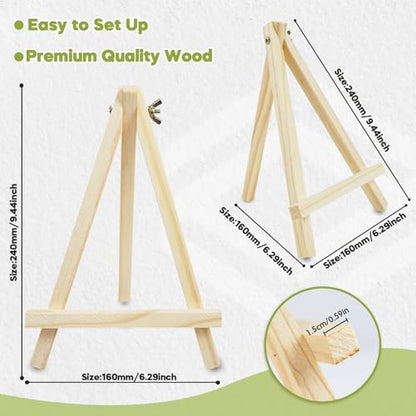 Conda 26 Pack 9 Inch Mini Wooden Display Easels, A-Shaped Mini Easel Stand for Small Painting, Painting Party Easel for DIY Crafts, Photos, Gift, Decoration - style: 26 Pcs