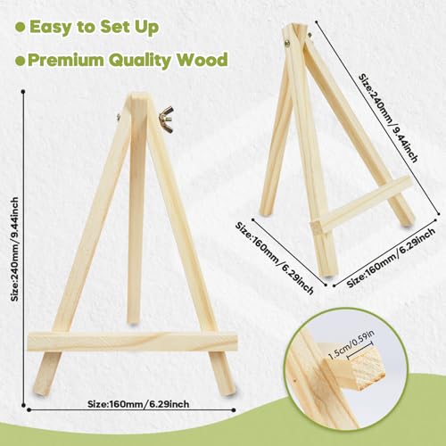 Conda 6 Pack 9 Inch Mini Wooden Display Easels, A-Shaped Mini Easel Stand for Small Painting, Painting Party Easel for DIY Crafts, Photos, Gift, Decoration - style: 6 Pcs