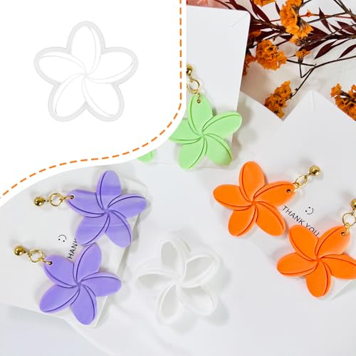 Xaekicr Tropical Flower Polymer Clay Cutter – 5 Petal Clay Earring Cutter for DIY Floral Jewelry – Clay Tools for Polymer Clay Earrings & Handmade Crafts – Simple Cutter for Summer Designs - color: 2B color
