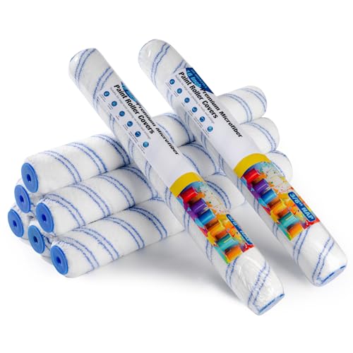 18 Inch Microfiber Paint Roller Covers (8 Pack) - 3/8 Nap for All Types of Painting Surfacess, Lint-Free & Easy Clean, Ideal for Walls, Ceilings & Large Area Painting - size: 18 Inch Paint Roller Kit, 8 Pack