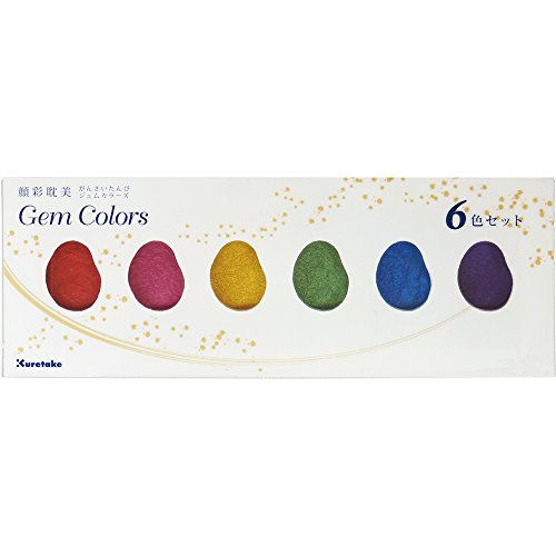 Kuretake GANSAI TAMBI GEM COLORS, 6 colors set, Watercolor paint for Professional, for artists and crafters,Illustrations, Drawing, Lettering, Made in Japan - style: GEM COLOURS