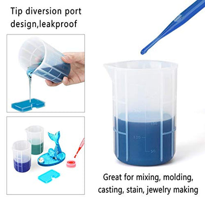 Gartful 300ml Mixing Cups for Epoxy Resin, 4PCS Extra Large Silicone Measuring Cups, Reusable, Durable Pour Tool for Casting Molds, Making Stain Jewelry & Cup, Acrylic Paint Pouring, DIY, Art, Craft - size: Large-300ml*4