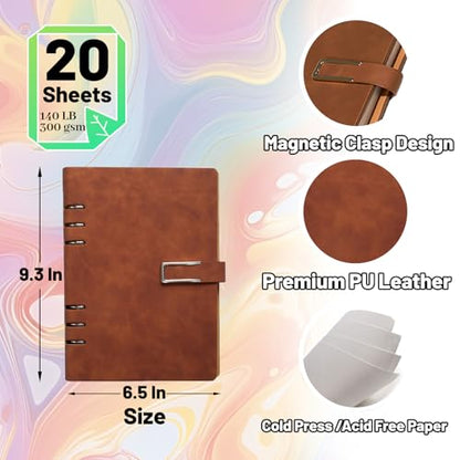 Professional Watercolor Sketchbook with 6-Ring Binder, 20 Sheets 300GSM/140lb 100% Cotton Acid-Free Cold Press Paper, 9.25" x 6.3" Textured Art Journal for Artists, Students & Adults (Blue) - color: Blue