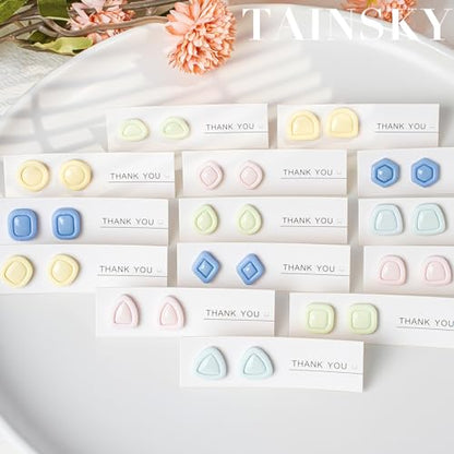 TAINSKY Polymer Clay Cutters - Frame Clay Cutters, Boho Polymer Clay Cutters for Earrings Jewelry Making, 14 Shapes Mini Clay Earrings Cutters(Studs Clay Cutters) - color: Mini Studs Set