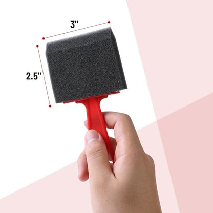 Bates Foam Paint Brushes, 3-Inch, 12 Pack, Red Handle, Sponge Paint Brush, Foam Brushes for Painting & Staining - color: Red Handle