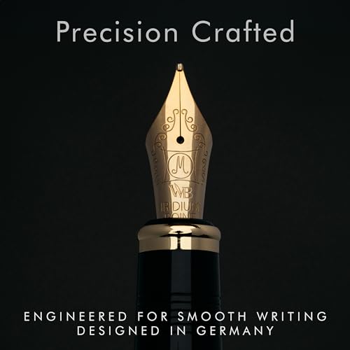 Wordsworth & Black Majesti Fountain Pen-(Black), Luxury Case, Gold Finish; 18K Gilded Medium Nib- Ink Cartridges, Refillable Ink Converter-Calligraphy Pen-Best Business Gift Set for Men & Women | Black, Gift for Men Women, Gold Finish, 18K German Iridium,