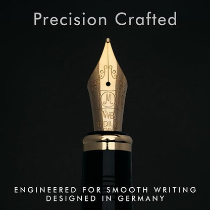 Wordsworth & Black Majesti Fountain Pen-(Red), Luxury Case, 24K Gold Finish; 18K Gilded Medium Nib- Ink Cartridges, Refillable Ink Converter-Calligraphy Pen-Best Business Gift Set for Men & Women | Red, Gift for Men Women, Gold Finish, 18K German Iridium,