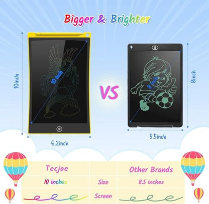TECJOE 10 Inch 2 Pack LCD Writing Tablet, Colorful Doodle Board Drawing Tablet for Kids, No Mess Toddler Travel Learning Toys, Christmas Birthday Gifts for 3 4 5 6 7 8 Year Old Boys Girls Preschooler - color: Bule Yellow