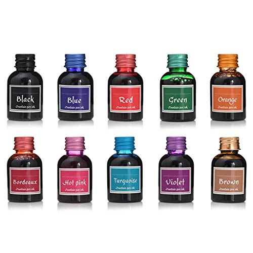 Calligraphy Ink 10 Colors Dip Pen Ink Set Art Writing Drawing Ink Bottles 30ml for Resin Art Tumbler Making Painting, 3.2*6cm, As Pictures Shown