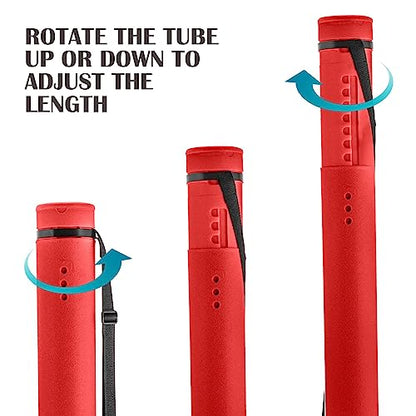 JJRING Red Poster Tube, 25" to 40" Extendable Poster Storage Holder Tube with Carrying Strap, Poster Carrying Case for Blueprints, Scrolls, Maps and Architect Papers - color: Red