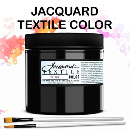 Moshify Jacquard Products Black Textile Color Fabric Paint 8-Ounces - Bundled Brush Set - size: 8 Fl Oz (Pack of 1)