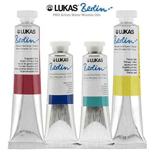 Lukas Berlin Pro Artists Water Mixable Oil Paint 37 ml Tube Phthalo Blue, Water Soluble, Lightfast Pigments, Quick Drying, Easy Clean-Up, Eco-Friendly, Professional Quality, 40 Color Range - color: Phthalo Blue, size: 1.25 Fl Oz (Pack of 1)