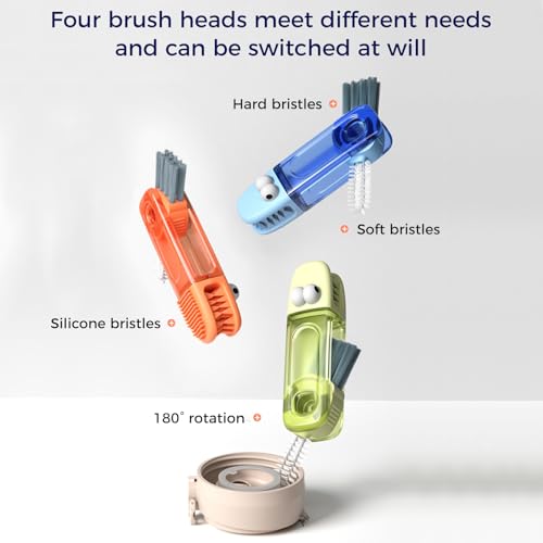 3PCS Cup Lid Cleaning Brush, 3 in 1 Cup Lid Gap Cleaning Brush Set, Bottle Cleaning Brush for Tight Spaces Multifunctional Portable Cup Lid Cleaner Home Kitchen Cleaning Tools (Crocodile) - color: Crocodile
