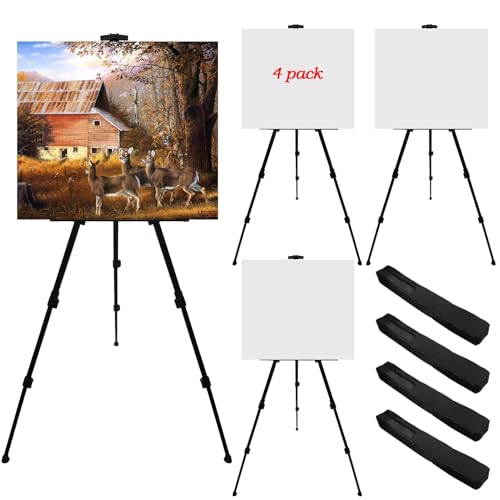 Ns Jymb Art Easel Stand for Painting Canvases - 66-Inch Adjustable Metal for Adults Tabletop & Outdoor Use - Lightweight Portable Easel for Displaying & Drawing - Sturdy,4-Pack. - style: 66Black 4pack