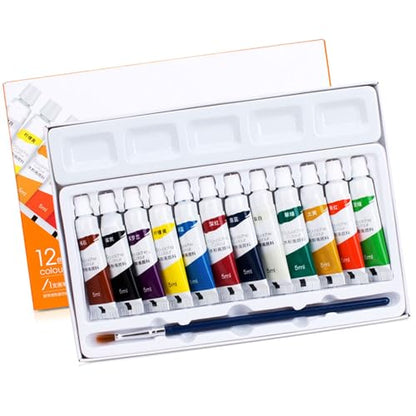 12 Color Gouache Painting Color (5ml/Tube) Artist Gouache Paint Set With Paint Brush For Beginner Adult Kid Student