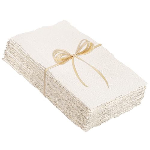 100 Sheets Watercolor Paper 2 x 3.5inch, 300 GSM Deckled Edge Paper Rough/Textured Handmade Paper for Watercolors, Wedding Invitations, Cards, Crafts - size: 2 x 3.5 inch