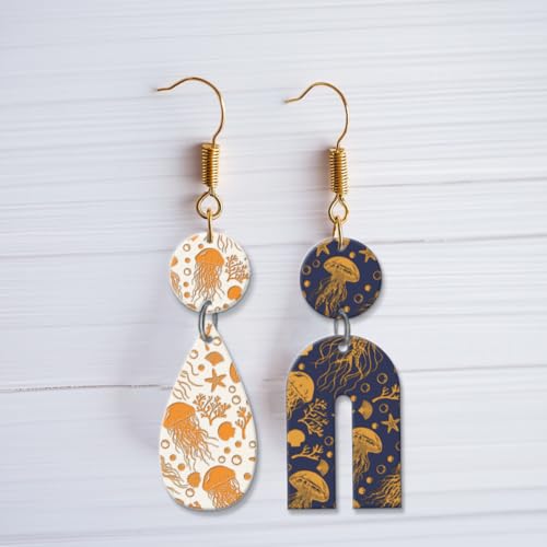 CHGCRAFT Jellyfish Polymer Clay Texture Sheets Shells Coral Silicone Texture Stamp Clay Texture Mat Flower Modeling Pattern Pad Texture Sheets for Polymer Clay Jewelry and Clay Earrings Tools - style: Jellyfish