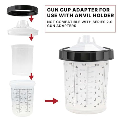LAUCO 4 Pack Paint Spray Gun Hard Cup Set, 400ML (13.5 Oz) Reusable Mixing Cups with Retainer Rings, Compatible with Disposable Paint Cup Liner and Lid Systems for Automotive Paint, Primer, Clear Coat - size: 400ML