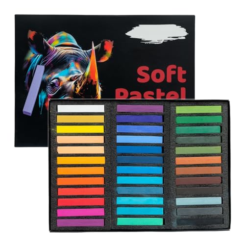 Soft Pastels Set, Square Chalk Pastel Sticks, Assorted Colors for Artists, Students & Beginners, Drawing, Coloring, Sketching, Shading, Blending & Layering (36 Colors) - color: 36 Colors