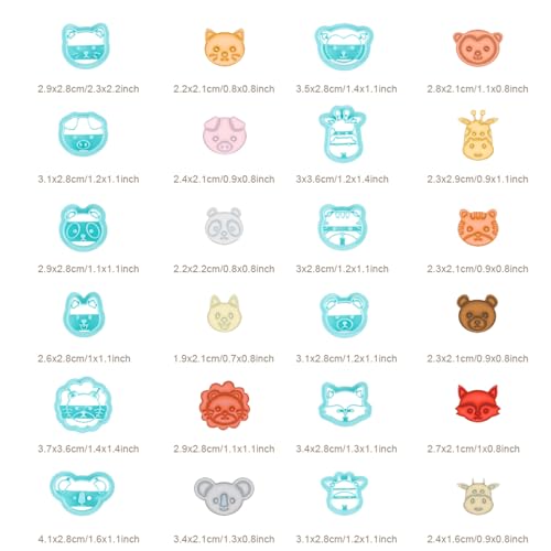 ORIGACH 12 Style Cute Animal Clay Cutters, Animal Studs Polymer Clay Cutters Set Cat Bear Pig Cow Clay Cutters for Earring Making Small Animal Face Studs Clay Cutters for Jewelry Making - style: Animal