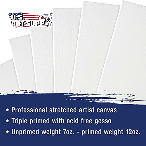 U.S. Art Supply 18 x 36 inch Stretched Canvas 12-Ounce Triple Primed, 6-Pack - Professional Artist Quality White Blank 3/4" Profile, 100% Cotton, Heavy-Weight Gesso - Acrylic Pouring, Oil Painting