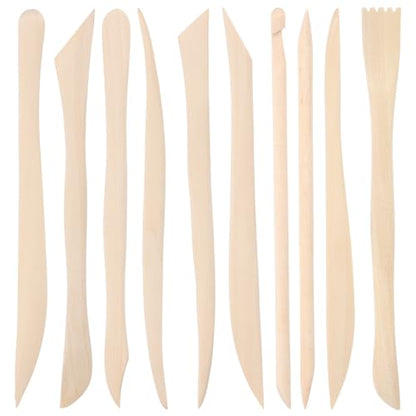 DIVINA VITAE 10Pcs Wooden Clay Sculpting Tools Double Ended Clay Modeling Tools 6.22 Inch Pottery Sculpting Tools for Cutting Soap Carving Smoothing Clay Supplies