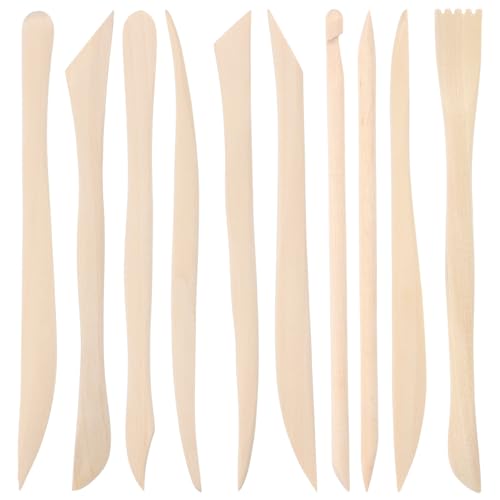 DIVINA VITAE 10Pcs Wooden Clay Sculpting Tools Double Ended Clay Modeling Tools 6.22 Inch Pottery Sculpting Tools for Cutting Soap Carving Smoothing Clay Supplies