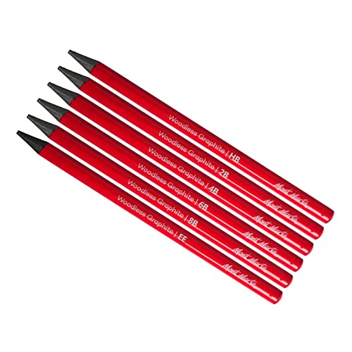Woodless Graphite Pencil 6 Pack Set, HB, 2B, 4B, 6B, 8B, EE for Sketching, Drawing, Coloring and Shading, Gift for Artist, Hobbyist, Beginner
