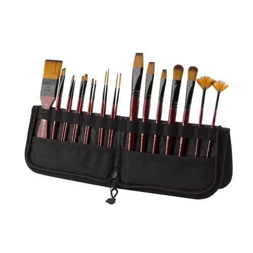 Creative Mark Folding Paint Brush Easel & Travel Case 9" Long - Compact Brush Holder Organizer for Short Handled Paintbrushes - Durable Paint Brush Bag for Storage - Holds up to 20 Brushes