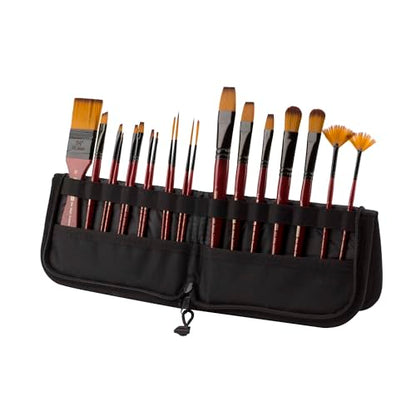 Creative Mark Folding Paint Brush Easel & Travel Case 9" Long - Compact Brush Holder Organizer for Short Handled Paintbrushes - Durable Paint Brush Bag for Storage - Holds up to 20 Brushes