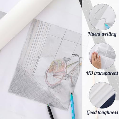 Tracing Paper Roll 24in x 30yd, White Trace Paper Pattern Paper Translucent Tracing Paper for Sewing, Drawing, Sketching, Gift Wrapping | 26gsm translucent paper, tear-resistant, smooth surface, cut-to-size roll for sewing, sketching, crafts, and gift wra