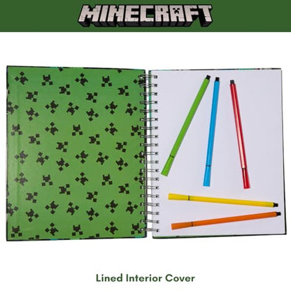 Minecraft Sketchbook for Kids with Washable Markers, 86 Blank Pages Spiral Bound, Green - color: Minecraft