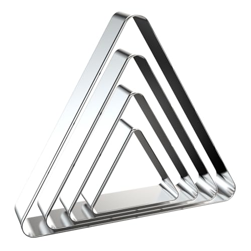Triangle Cookie Cutter Set - 5 inch, 4 inch, 3 inch, 2 inch - 4 Piece Geometric Frame Plaque Cookie Cutters Shapes Molds - Stainless Steel - color: Triangle-Rounded Corner