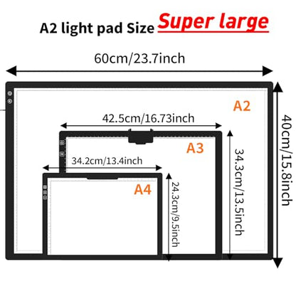 TOHETO Rechargeable A2 Light Pad 23.7"x15.8", Large LED Light Board for Diamond Painting, 3-Color Modes Light Box, Diamond Art Light Table, Lightbox for Tracing and Drawing, Sketching, Artists - style: A2 Rechargeable
