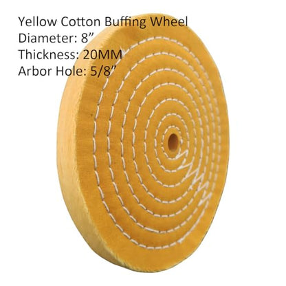 6pc 8" Cotton Buffing Polishing Wheel Kit for Bench Grinder,5/8" Arbor Hole | Includes 3pc 6" Cotton Polishing Buffing Wheel And 3pc 100g Bar Polishing Compound. For Polishing Aluminum, Brass & Jewelry - style: 8" X 5/8" AH 6PC