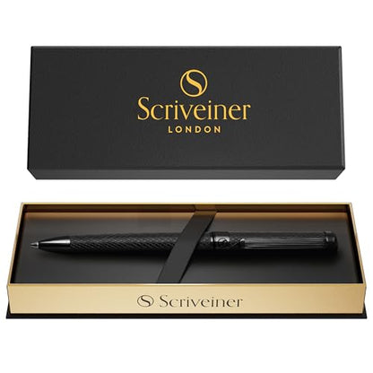 Scriveiner All Black Ballpoint Pen -Stunning Luxury All Metal Matt Black Pen, Schmidt Black Refill, Best Gift Set for Men & Women, Professional Executive Office, Nice Fancy Designer Pens - color: 01. All Black
