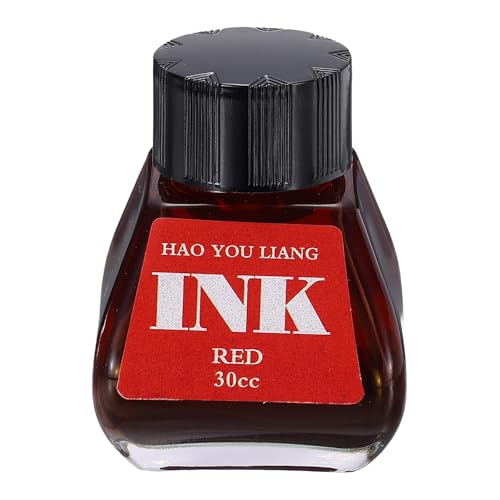 PATIKIL Fountain Pen Ink Red, 30ml Calligraphy Pen Bottled Ink Non-Carbon Colorful Smooth Flow Color Dip Drawing Set Art Supplies for Writing Painting Journaling - color: Red