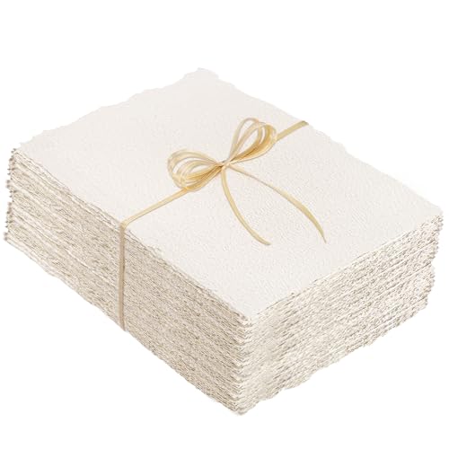 100 Sheets Watercolor Paper 4 x 6inch, 300 GSM Deckled Edge Paper Rough/Textured Handmade Paper for Watercolors, Wedding Invitations, Cards, Crafts - size: 4 x 6inch