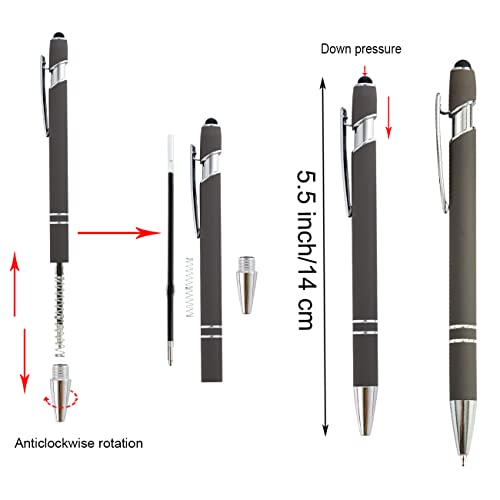 PASISIBICK 3.86 in Blue Ink Refills for Ballpoint Pen with Stylus Tip, Soft Touch Click Pen, 2 in 1 Metal Pens, Medium Point(Pack of 40) - color: 40 Blue Ink Refills