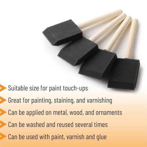 Bates- Foam Paint Brushes 2 Inch, 25 Pack, Black 2 Inch Foam Brushes for Painting with Lightweight Wooden Handles - color: Black, size: 2 Inch, 25 Pack