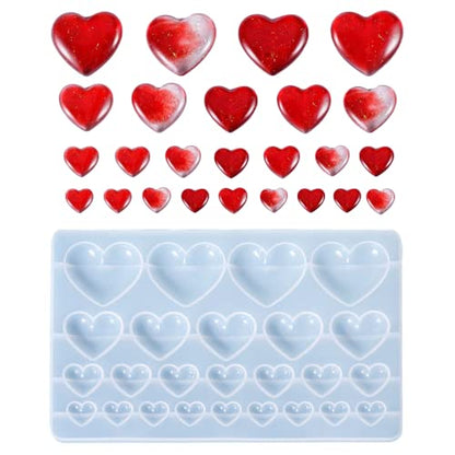 Heart Silicone Mold 25-Cavity Heart Shape Resin Molds 3D Love Heart Shaped Casting Jewelry Epoxy Mold for DIY Pendant Necklace Earring Charms Crafts