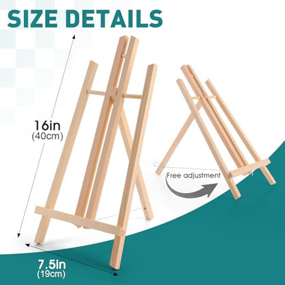 ESRICH 6 PCS 16 Inch Wood Easels, Tabletop Easel for Painting,Painting Party, Displaying Canvases, Kids Student Table School Desktop, Portable Canvas Photo Picture Sign Holder - style: 16"-6P