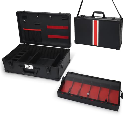 Large Barber Carrying Case, Hairdresser Tool Box Organizer Traveling Case, Portable Travel Barber Suitcase for Hair Stylist Pet Groomer Beauty Salon Makeup Artist - color: Red&White