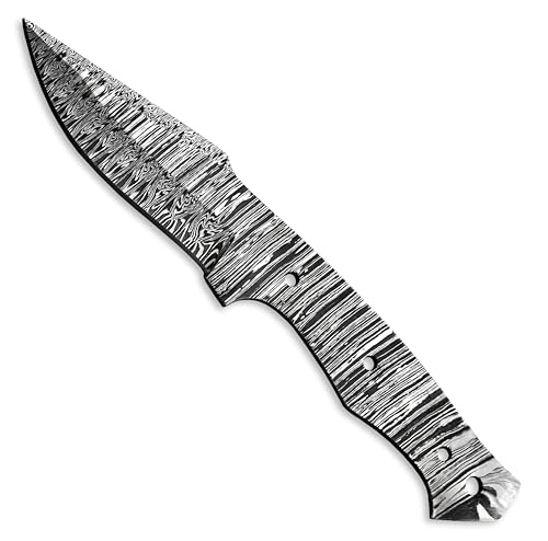 Custom Hand Forged Damascus Steel Blank Blade Knife Making Kit Leather sheath, Pins, Scales, Damascus Blade Billet Knife Making Supply (BK-G) - color: BK-G