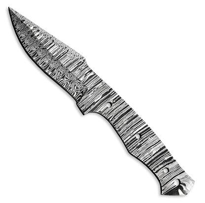 Custom Hand Forged Damascus Steel Blank Blade Knife Making Kit Leather sheath, Pins, Scales, Damascus Blade Billet Knife Making Supply (BK-G) - color: BK-G