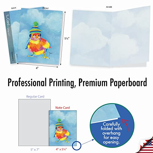 The Best Card Company - 10 Adorable Note Cards Blank (4 x 5.12 Inch) - Wildlife and Animal, Assorted Boxed Set - Funny Farm M6563OCB-NB - style: Funny Farm