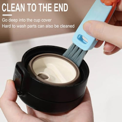 3 in 1 Cup Lid Cleaning Brush,Crevice Cleaning Brush Set for Baby Bottle Gap Tight Spaces Cup,3 in 1 Bottle Cleaning Brush Set Multifunctional Cleaning Brush Portable Cup Lid Cleaner(White) - color: White